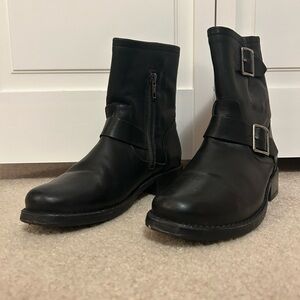 Frye Black Leather Ankle Boots